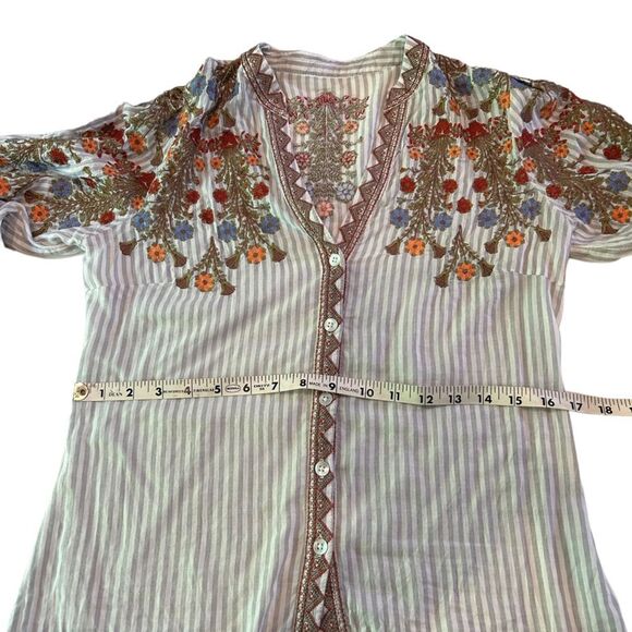 Sundance Red and Brown Embellished Blouse - Picture 5 of 9